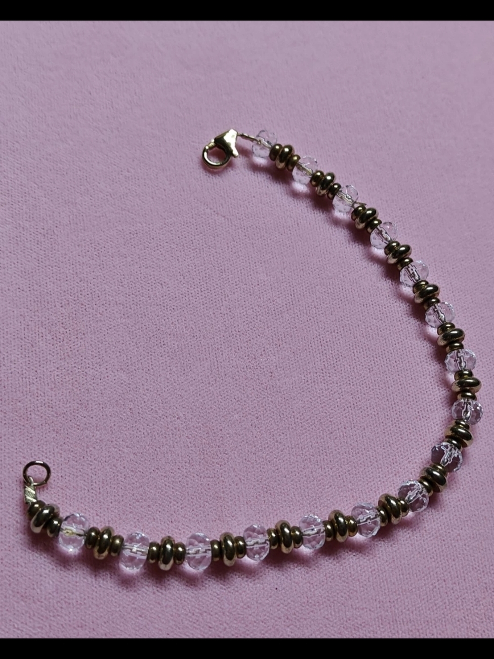7.5in 14kt 14/20 Gold Filled Beads And Lobster Claw Crystal Quartz Bracelet